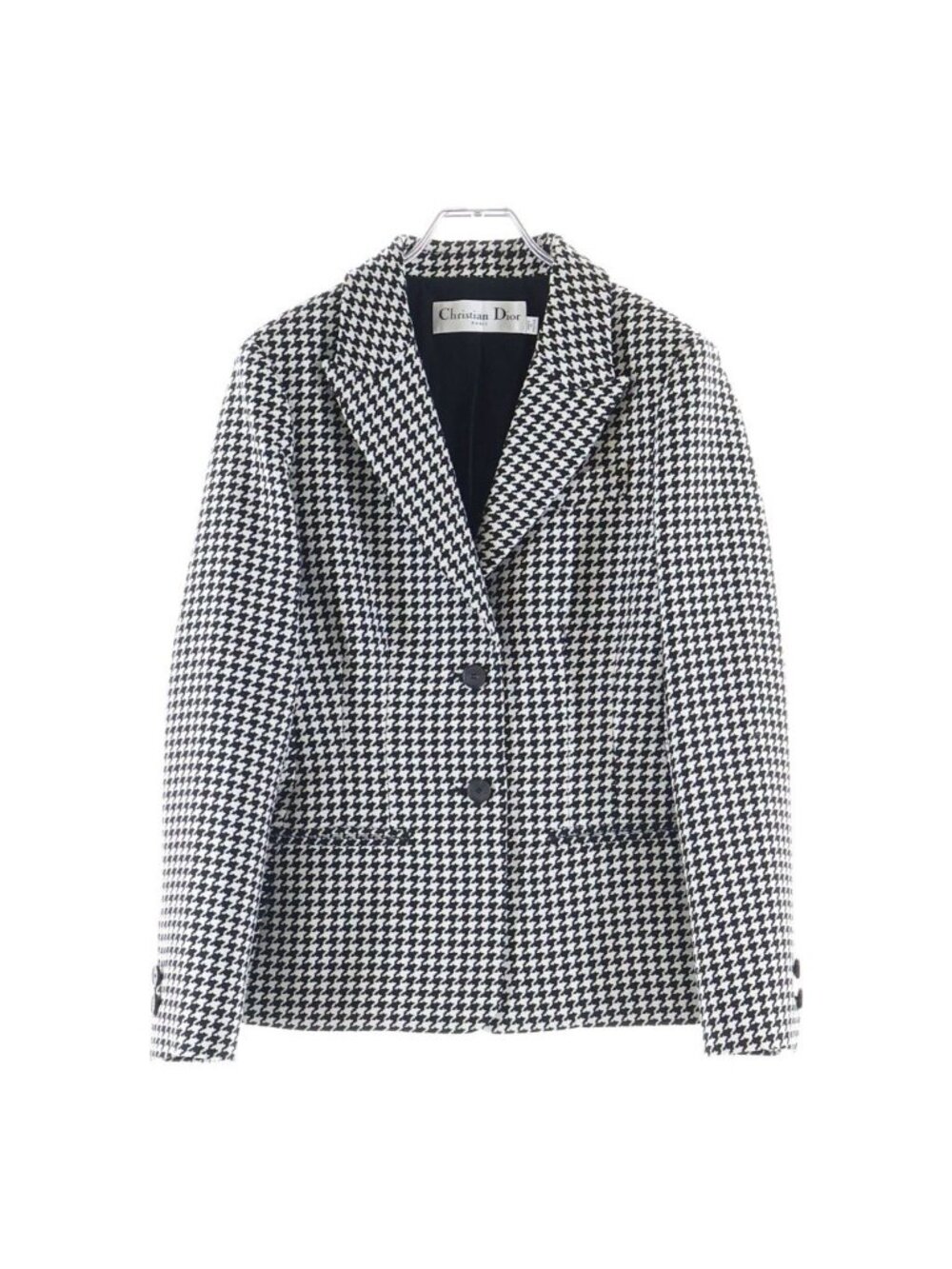 Dior Houndstooth Tailored Jacket Black White
